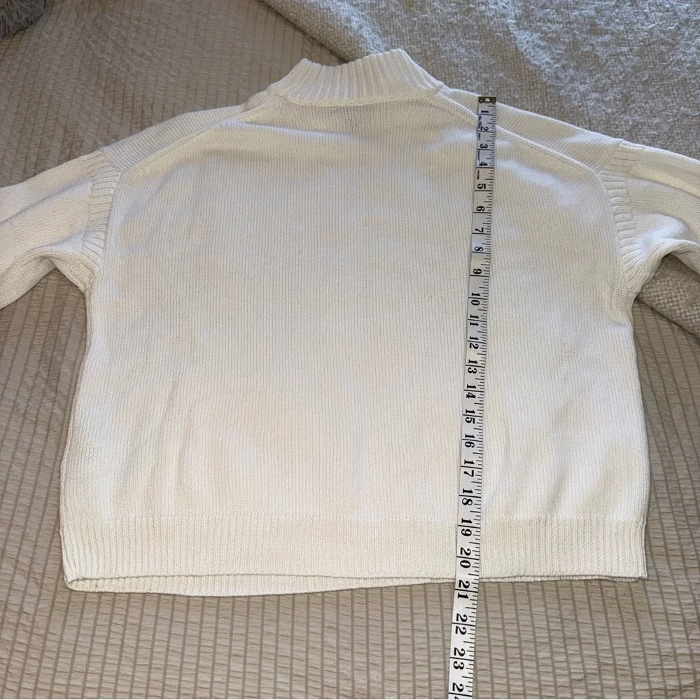 J Crew White Cashmere Cotton Mock Neck Sweater medium